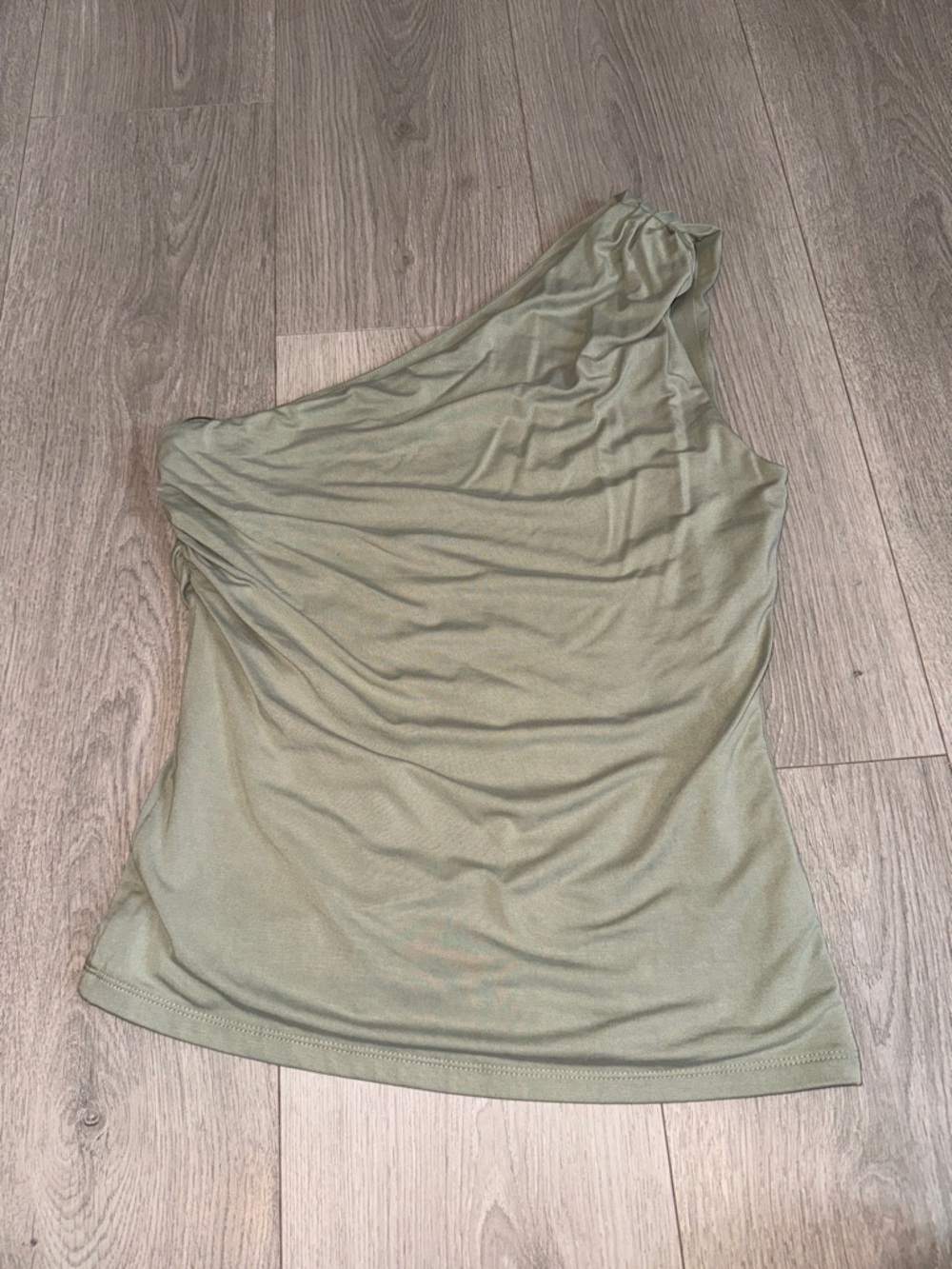 One-Shoulder Olive Green Tank Top